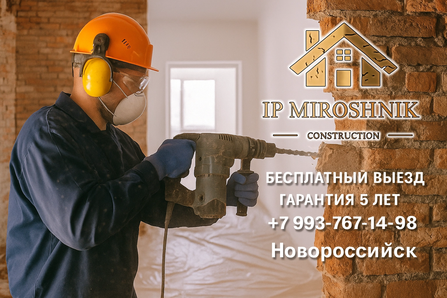 Демонтаж кирпичных перегородок 1/2 кирпича