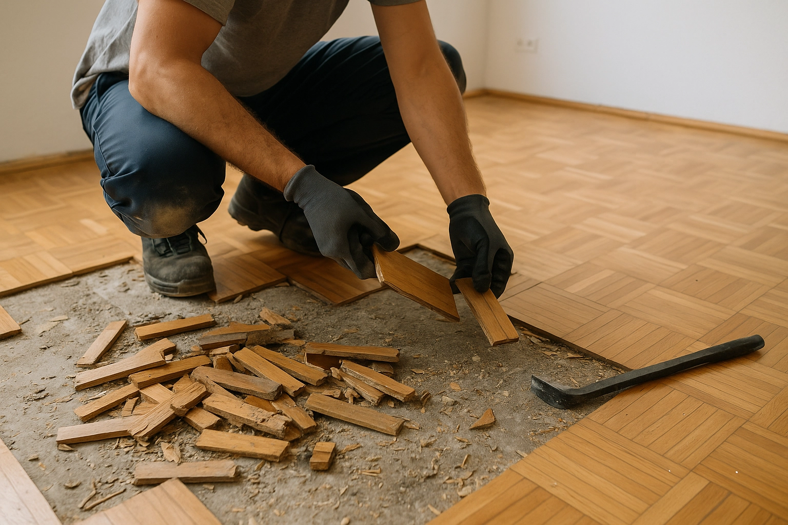 Демонтаж паркета