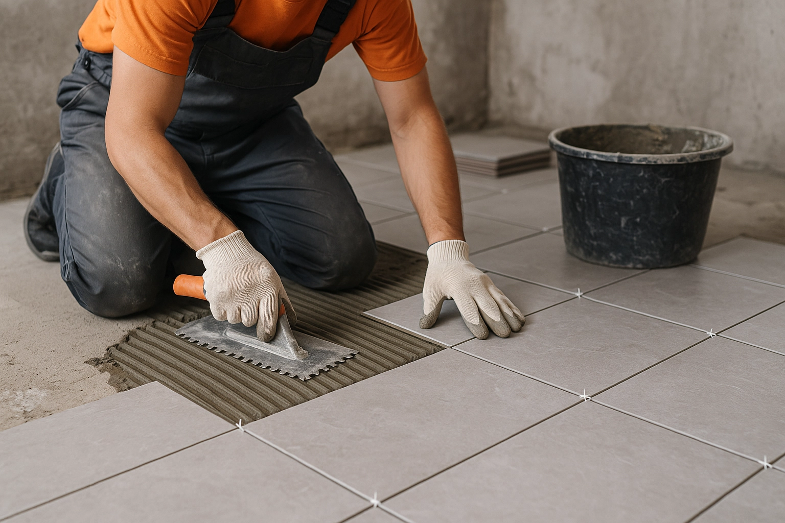 Кладка напольной керамической плитки