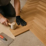 Кладка штучного паркета елочкой