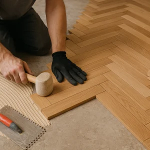 Кладка штучного паркета елочкой