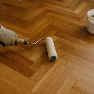 Лакировка штучного паркета (три раза)