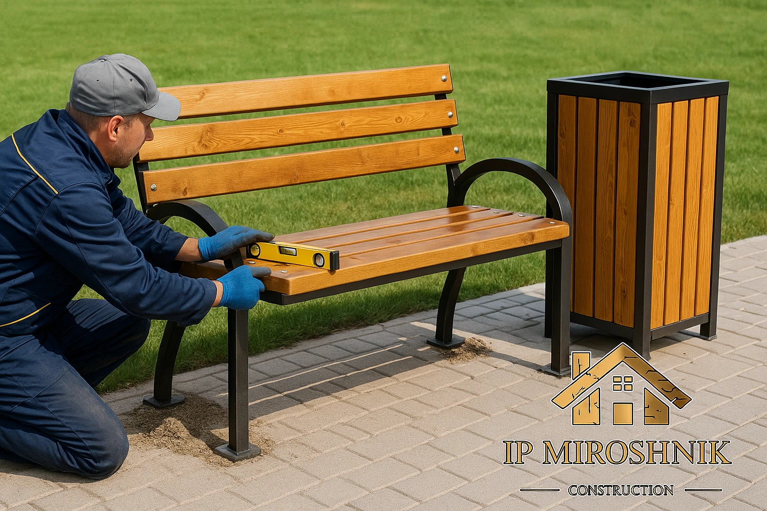 Монтаж малых форм: скамеек, урн