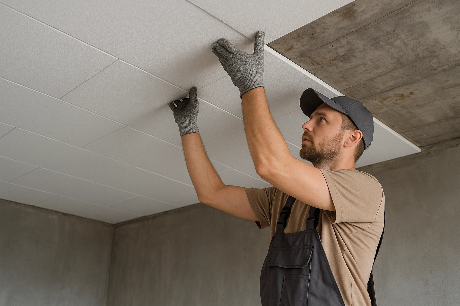 Монтаж подвесного потолка из полистирола (без обрешетки)