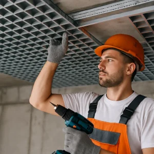 Монтаж подвесного потолка типа «Грильято»