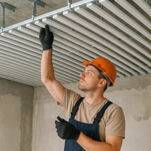 Монтаж подвесного реечного потолка