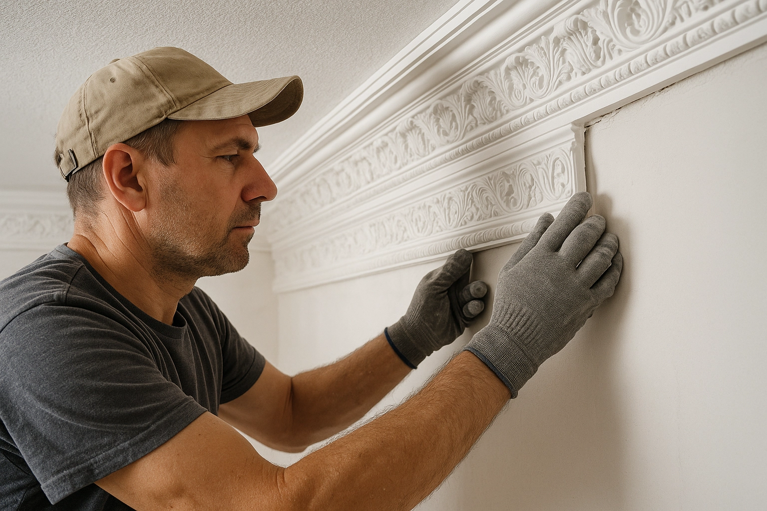 Монтаж потолочного плинтуса из лепнины или материала «под лепнину» 1 Монтаж потолочного плинтуса из лепнины