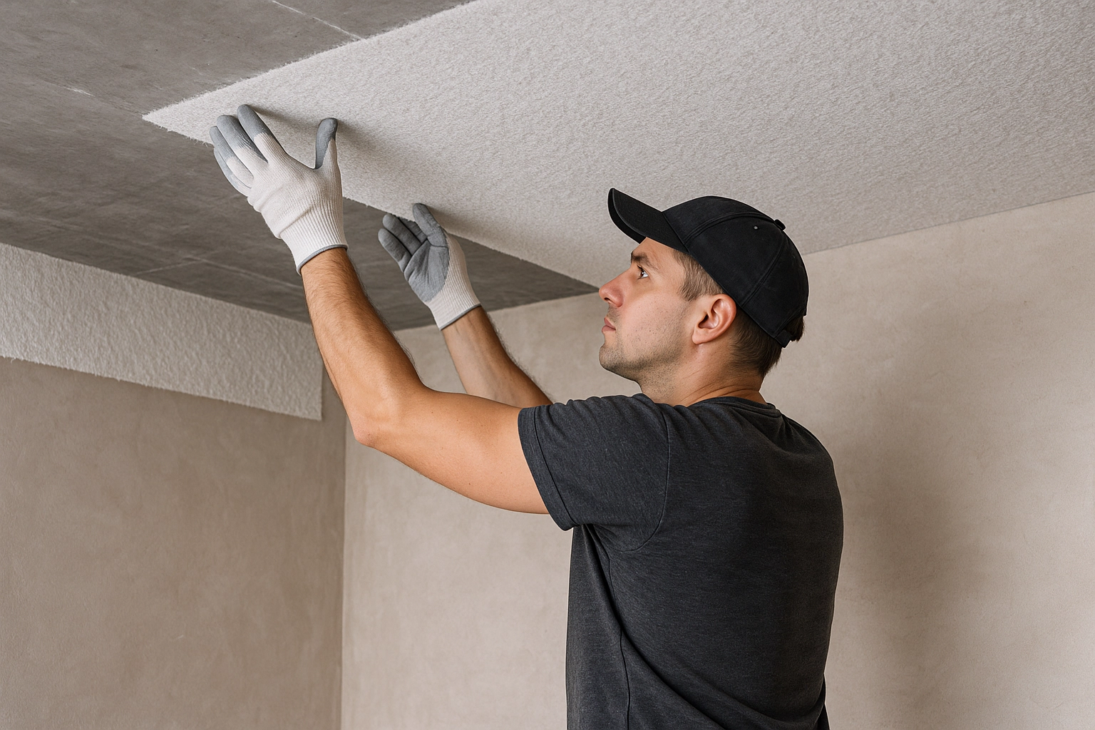 Оклейка потолка финтексом 1 Оклейка потолка финтексом