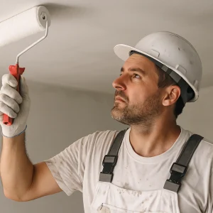 Окрашивание потолка (валик)