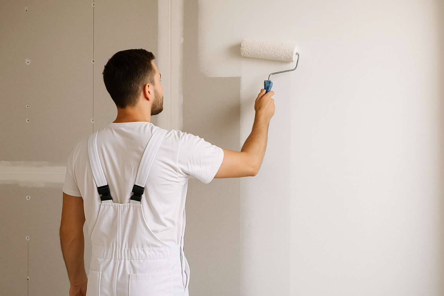 Отделочные работы по стенам 11 Окраска стен ГКЛ в два слоя