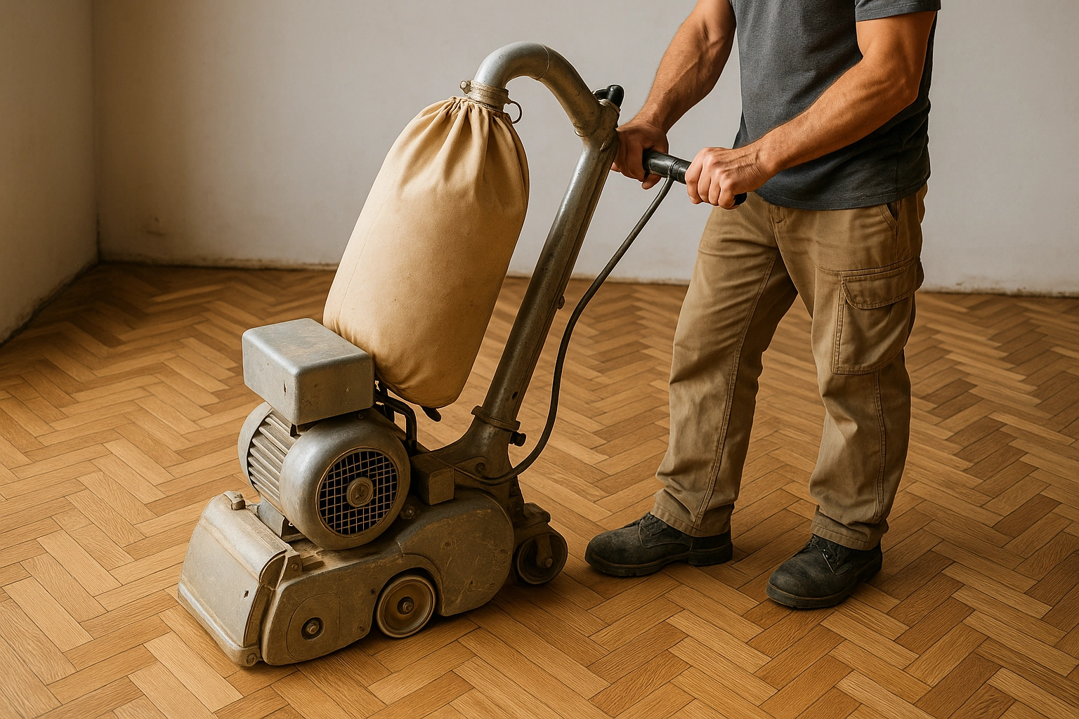 Шлифовка штучного паркета