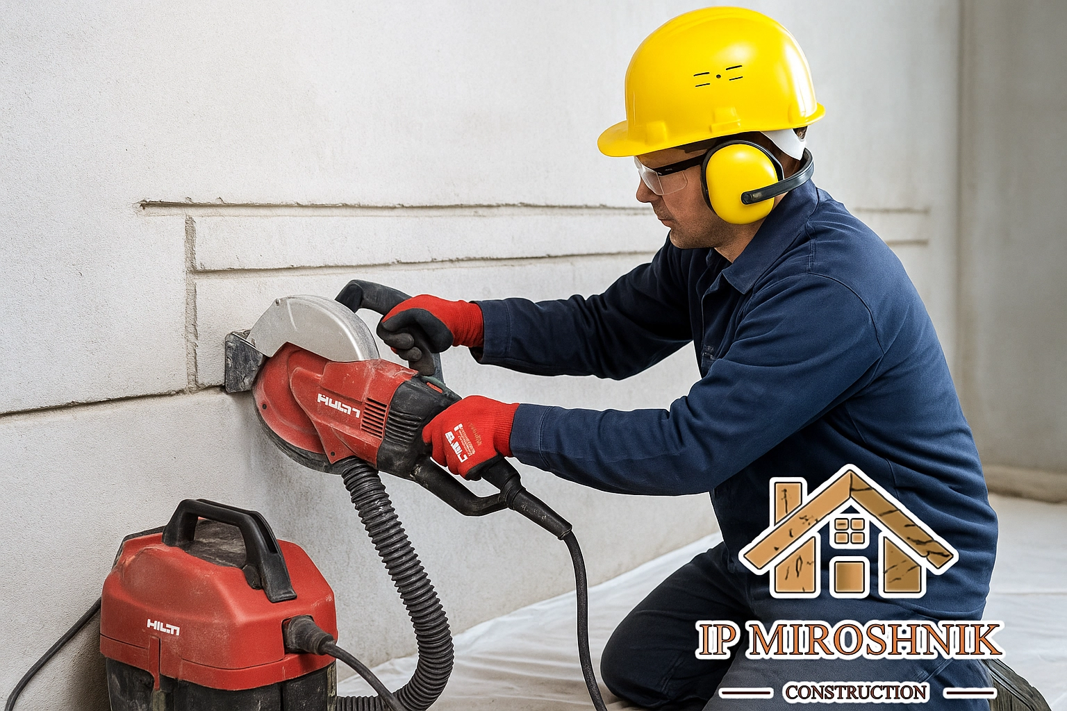 Штробление стен (бетон) под электропроводку