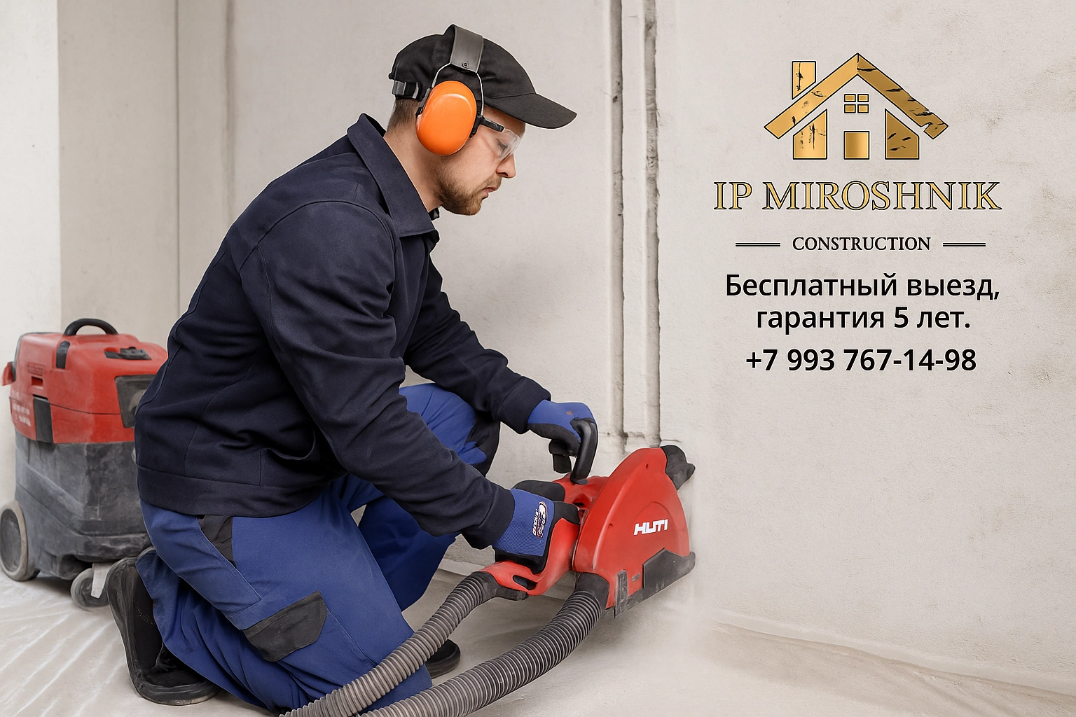 Штробление стен (бетон) под сантехпроводку