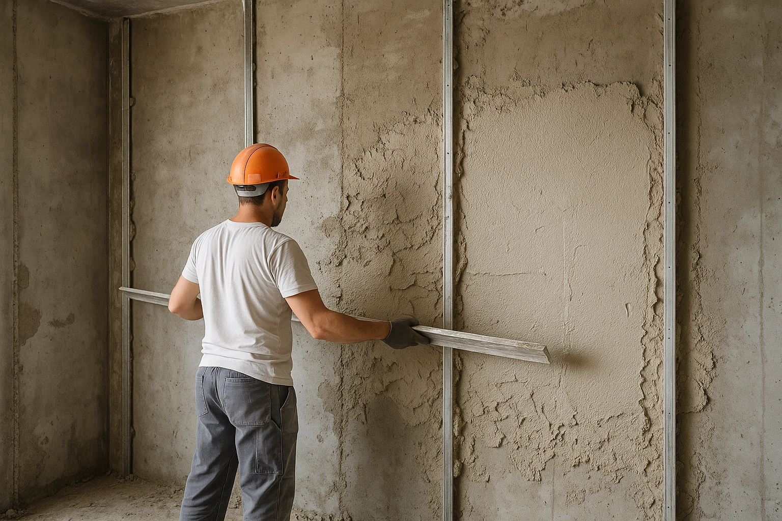 Отделочные работы по стенам 10 Штукатурка стен по маякам