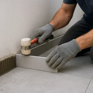 Укладка бордюра, плиточного плинтуса