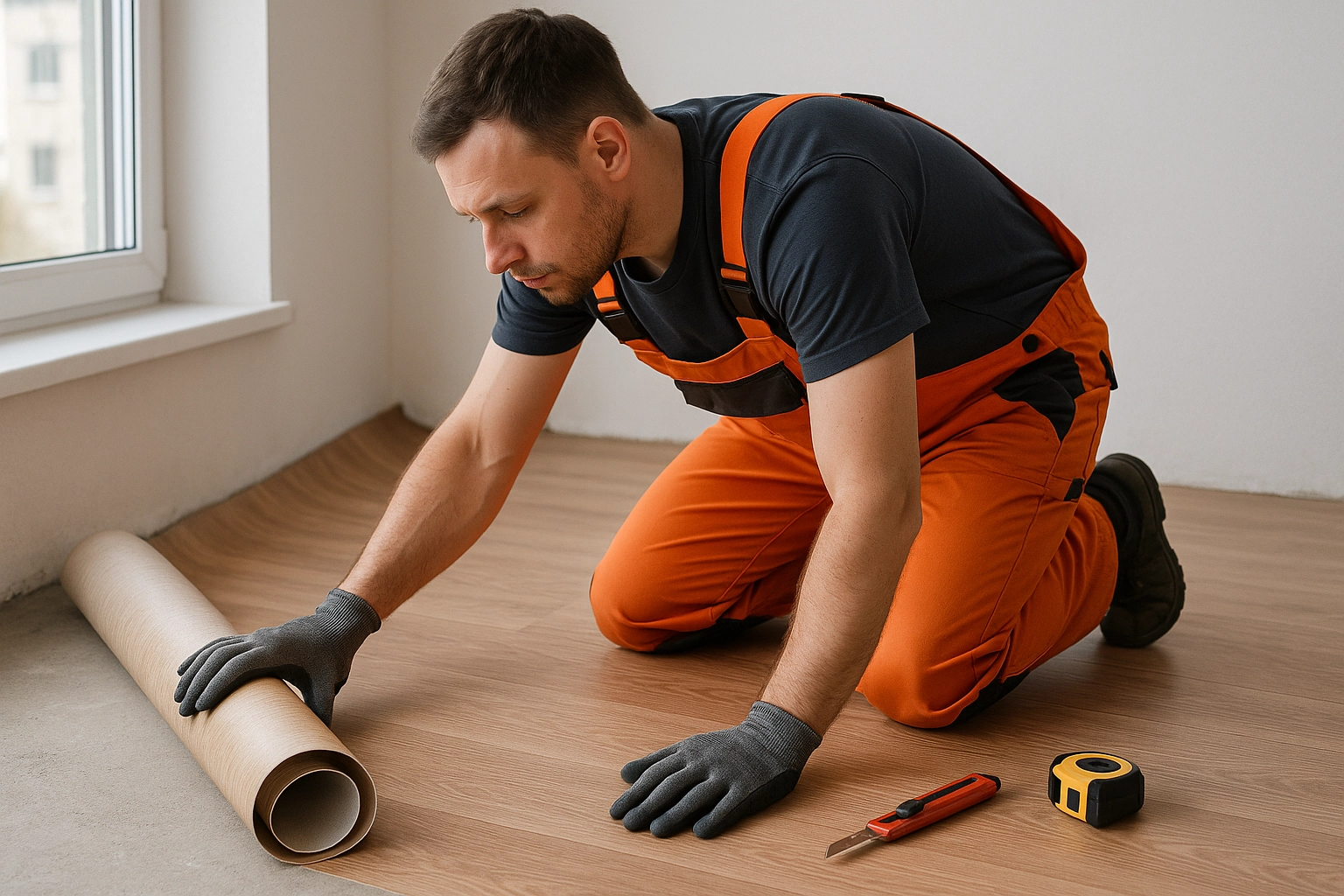 Укладка линолеума