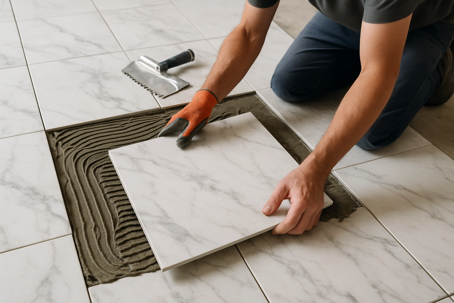 Укладка на пол мрамора, гранита