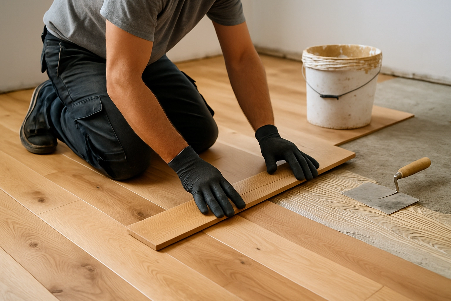 Укладка половой доски из массива