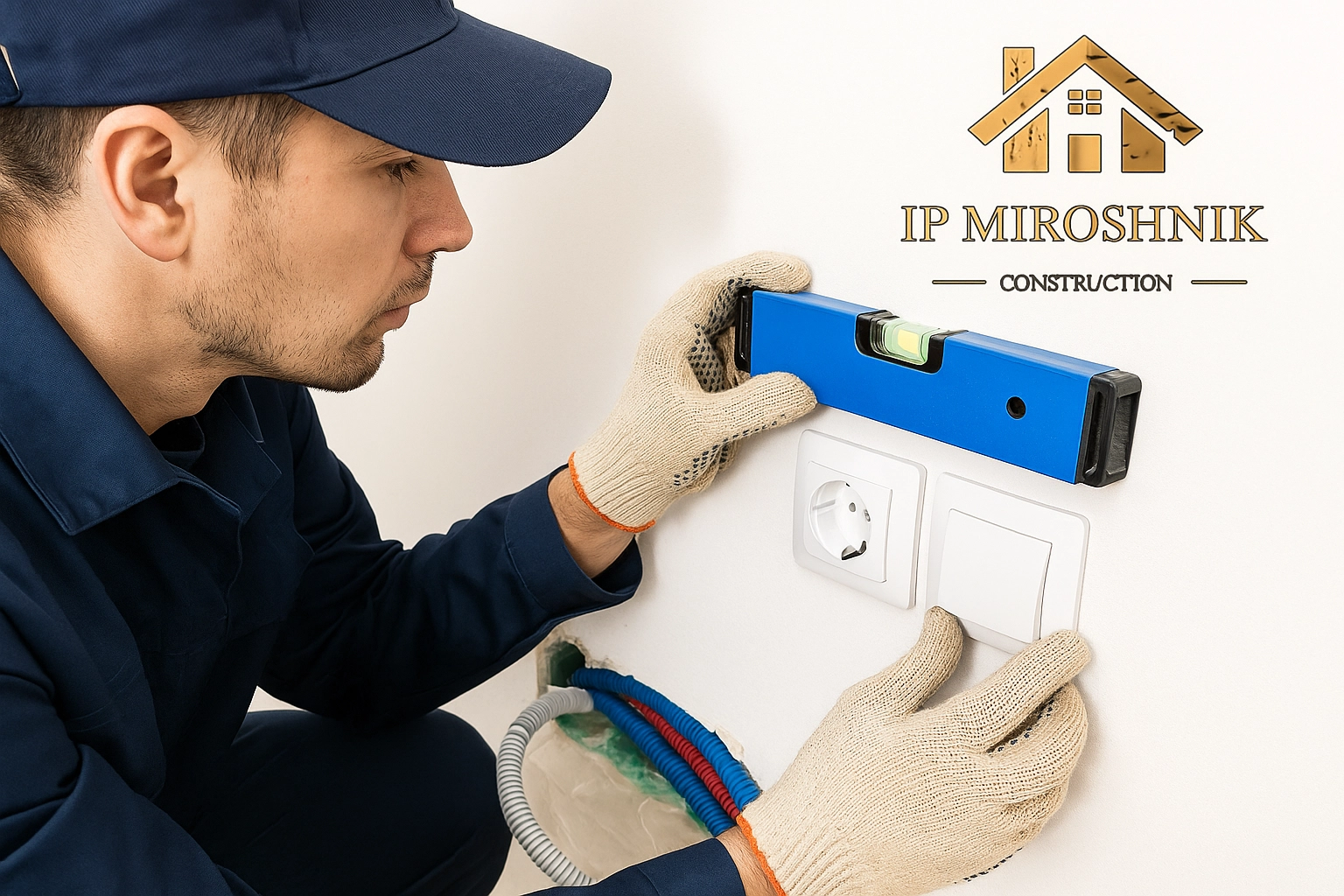 Установка розеток, выключателя