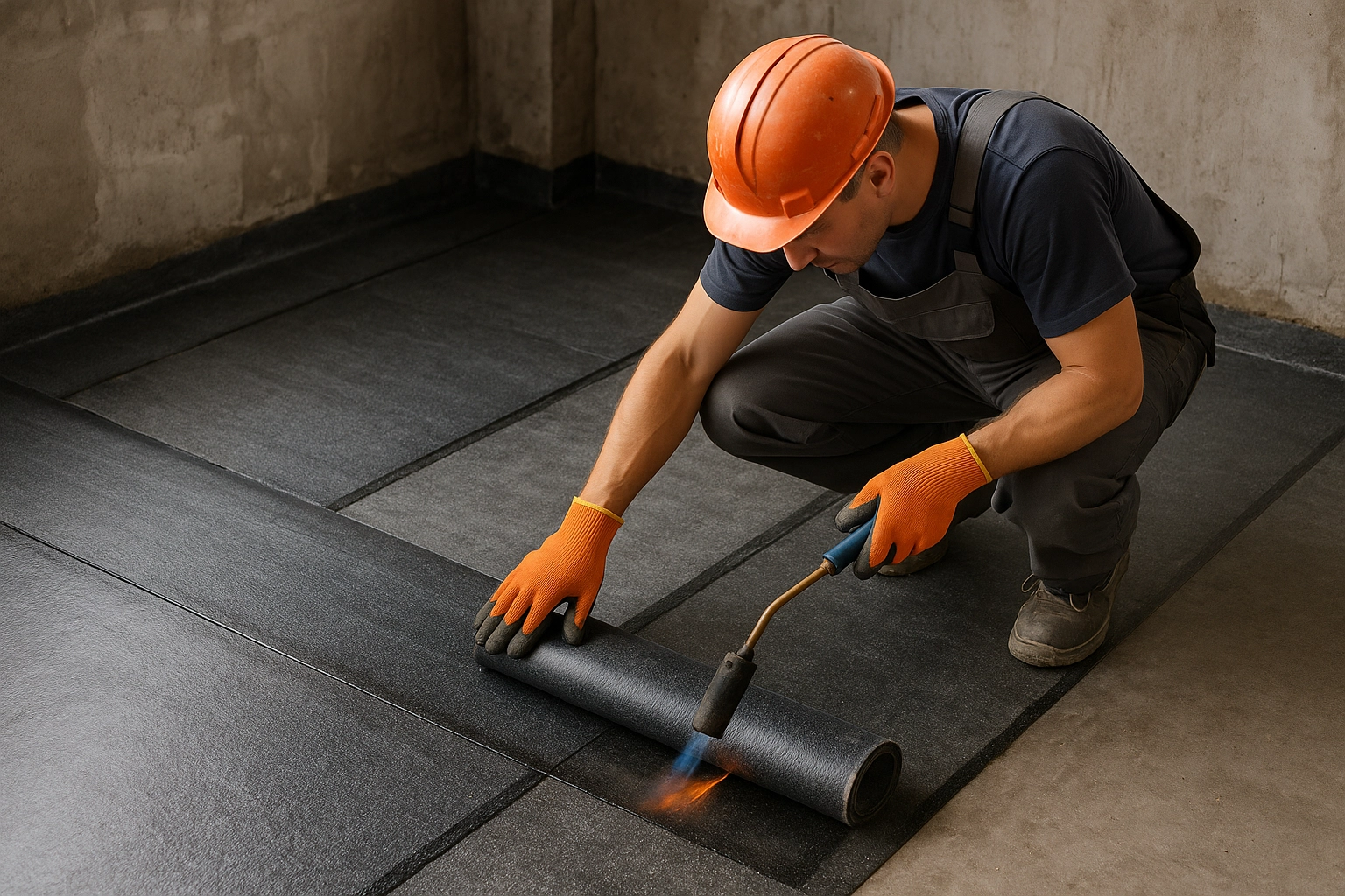 Устройство гидроизоляции пола из двух слоев гидроизола 1 Устройство гидроизоляции пола из двух слоев гидроизола