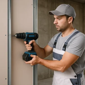 Устройство перегородок из ГКЛ в один слой