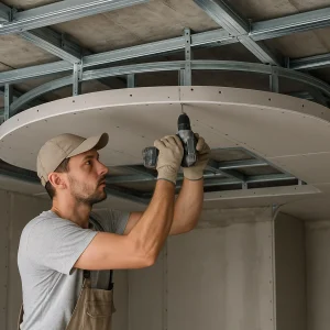 Устройство подвесного потолка из Г. К. Л. (двухуровневого)