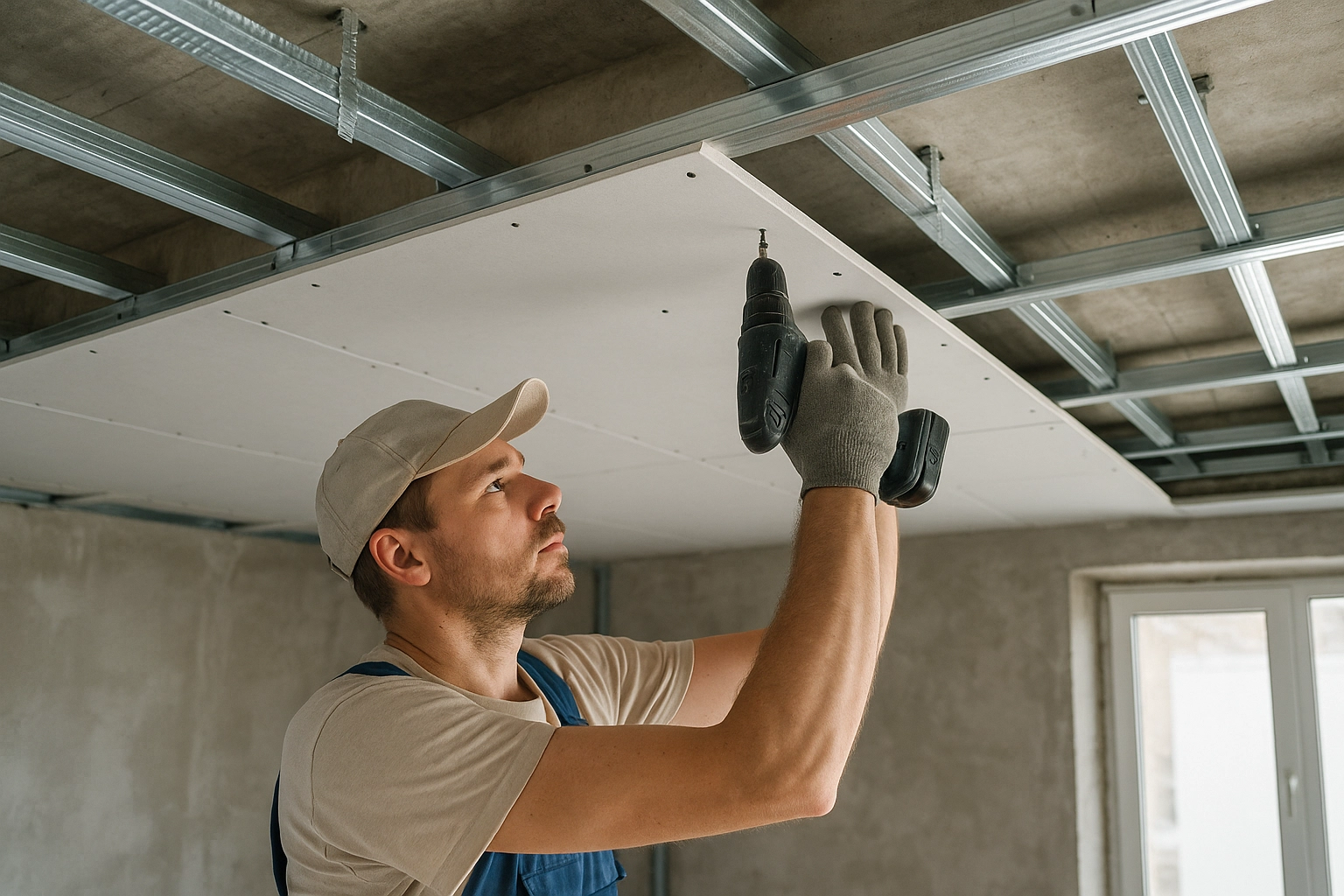 Устройство подвесного потолка из ГКЛ (одноуровневого) 1 Устройство подвесного потолка из ГКЛ (одноуровневого)