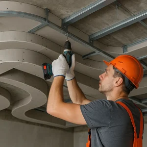 Устройство подвесного потолка сложных конструкций